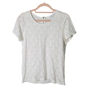 Market & Spruce White Lace Top Blouse Size‎ S Short Sleeve Lined